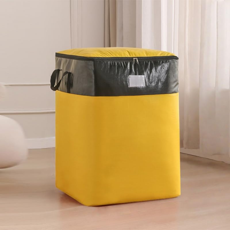 Extra Large Moving Bags with Strong Zippers and Carrying Handles, Waterproof, Durable, Space Saving, Oversized Storage Tote, Organizer for Moving, Travel, Yellow