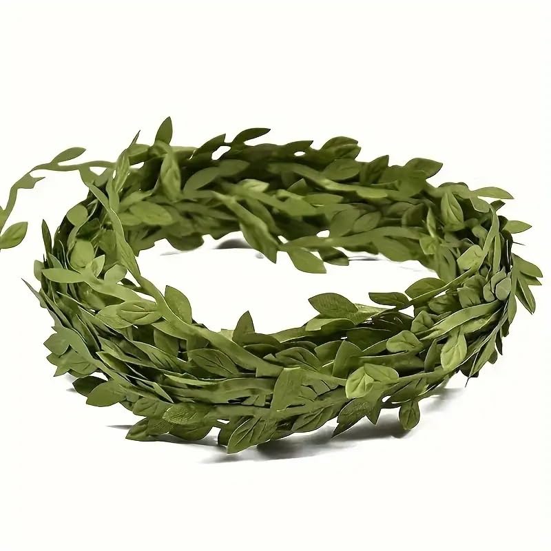 1 Roll Silky Leaf Ribbon, Artificial Vines Leaves String, Botanical Greenery, DIY Crafts & Wedding Party Decoration, Home Wreaths & Jewelry Making Supplies, 10M/33FT