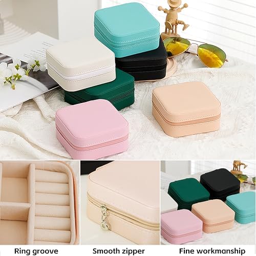 Mini Travel Jewelry Organizer Small Portable Jewelry Box Display Storage Box for Rings Earrings Necklaces Gift for Women and Girls Blue