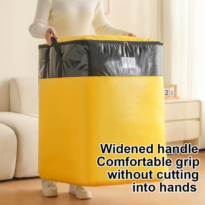 Extra Large Moving Bags with Strong Zippers and Carrying Handles, Waterproof, Durable, Space Saving, Oversized Storage Tote, Organizer for Moving, Travel, Yellow